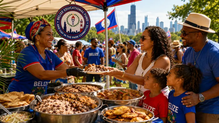 Belizean festival food and family moment